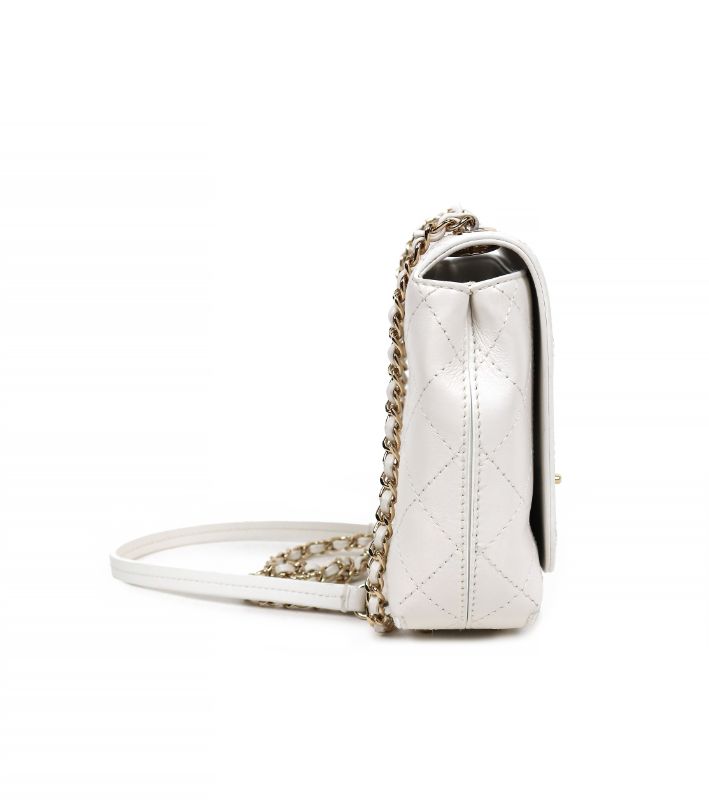 Chanel White Quilted CC Flap Chain Shoulder Bag with Flap