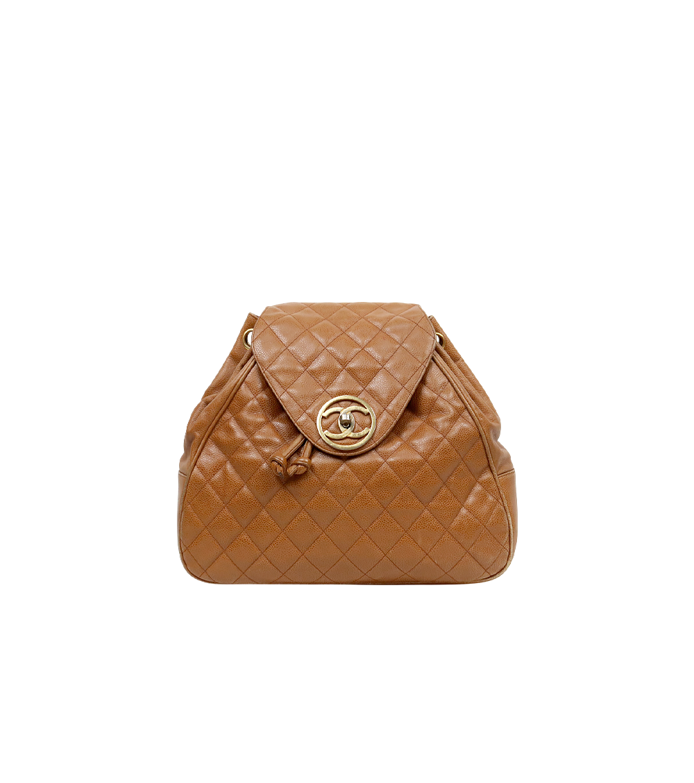 Chanel Brown Caviar Quilted CC Backpack