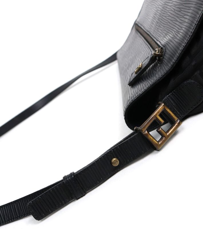 Fendi Black Zucca Flap Shoulder Bag