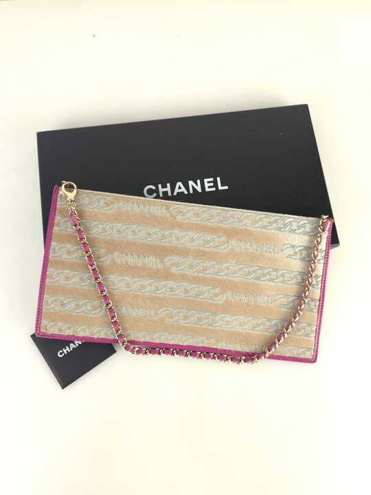 Calfskin chain pouch