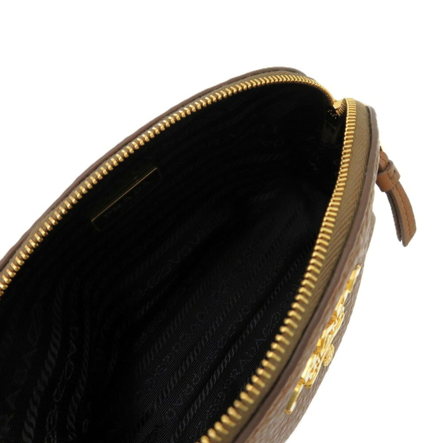 Prada brown leather pouch bag