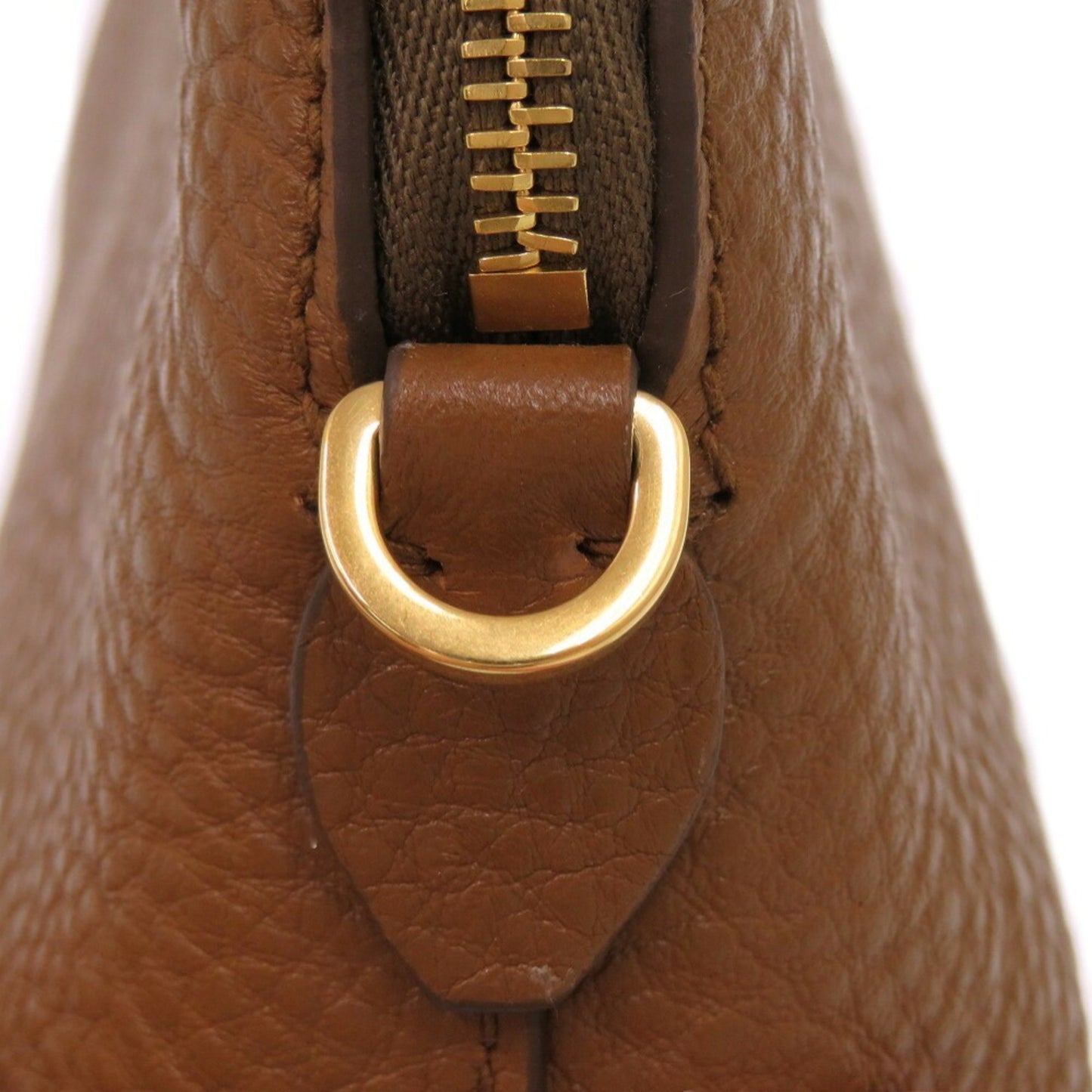 Prada brown leather pouch bag