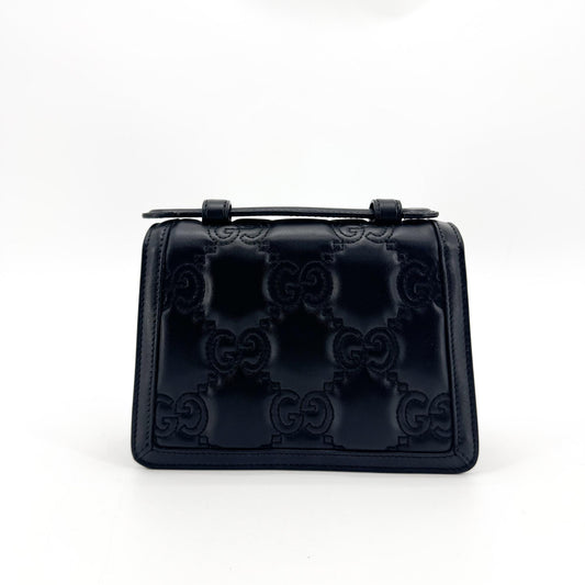 Gucci Padlock GG Embossed Mini Crossbody Bag Black