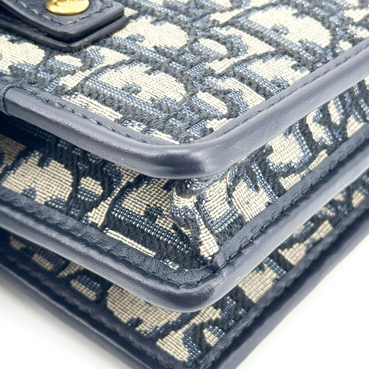 Dior 30 Montaigne Flap Card Holder Blue Oblique