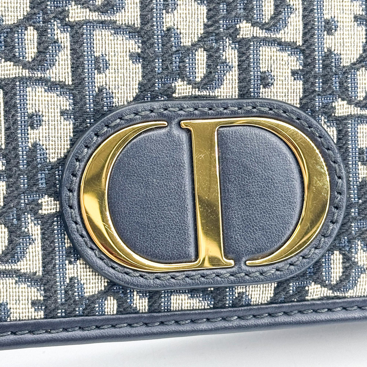 Dior 30 Montaigne Flap Card Holder Blue Oblique