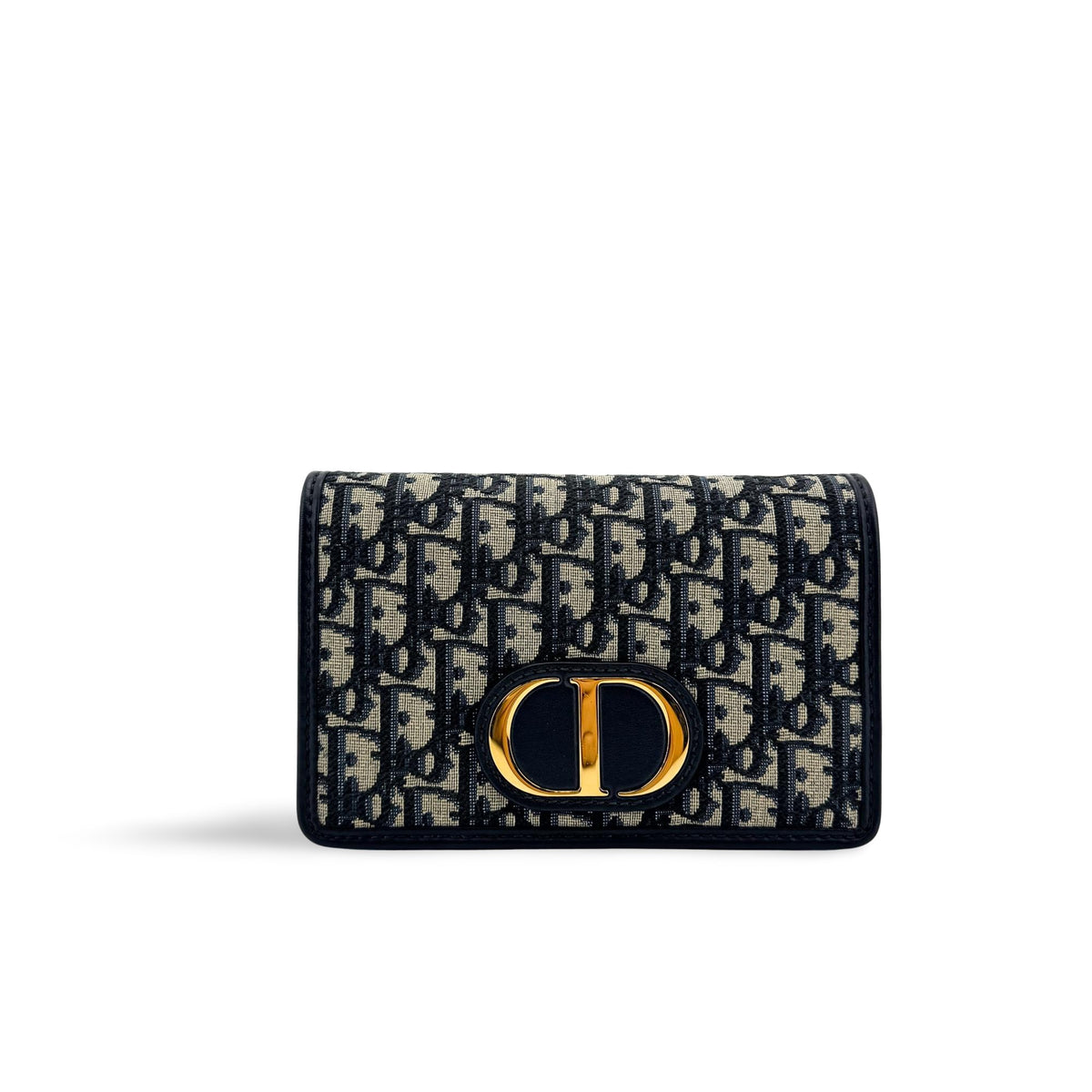 Dior 30 Montaigne Flap Card Holder Blue Oblique