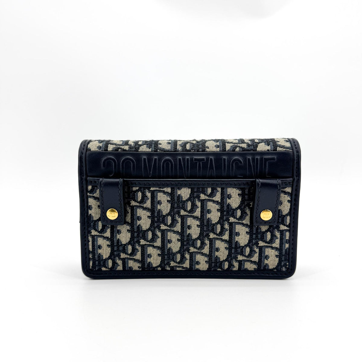 Dior 30 Montaigne Flap Card Holder Blue Oblique