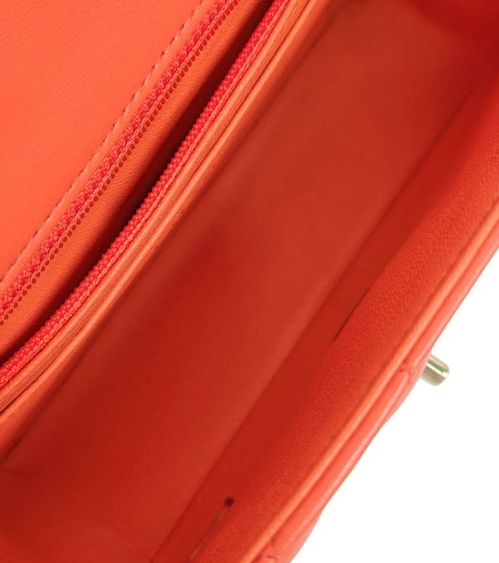 Chanel Orange Lambskin New Mini