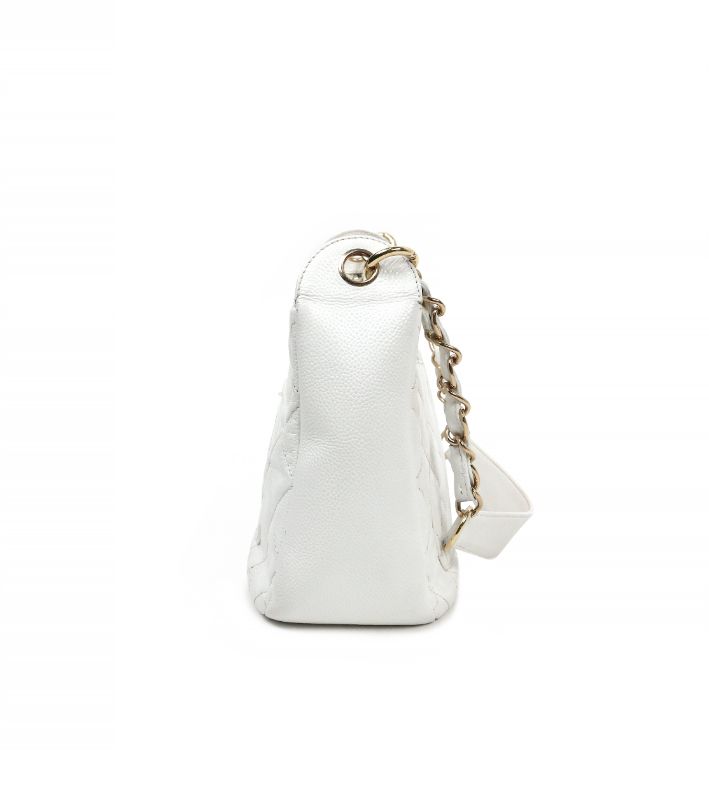 Chanel White Caviar Skin Timeless Shoulder Bag