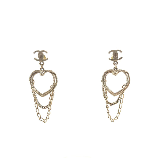 CC Heart Chain Earrings