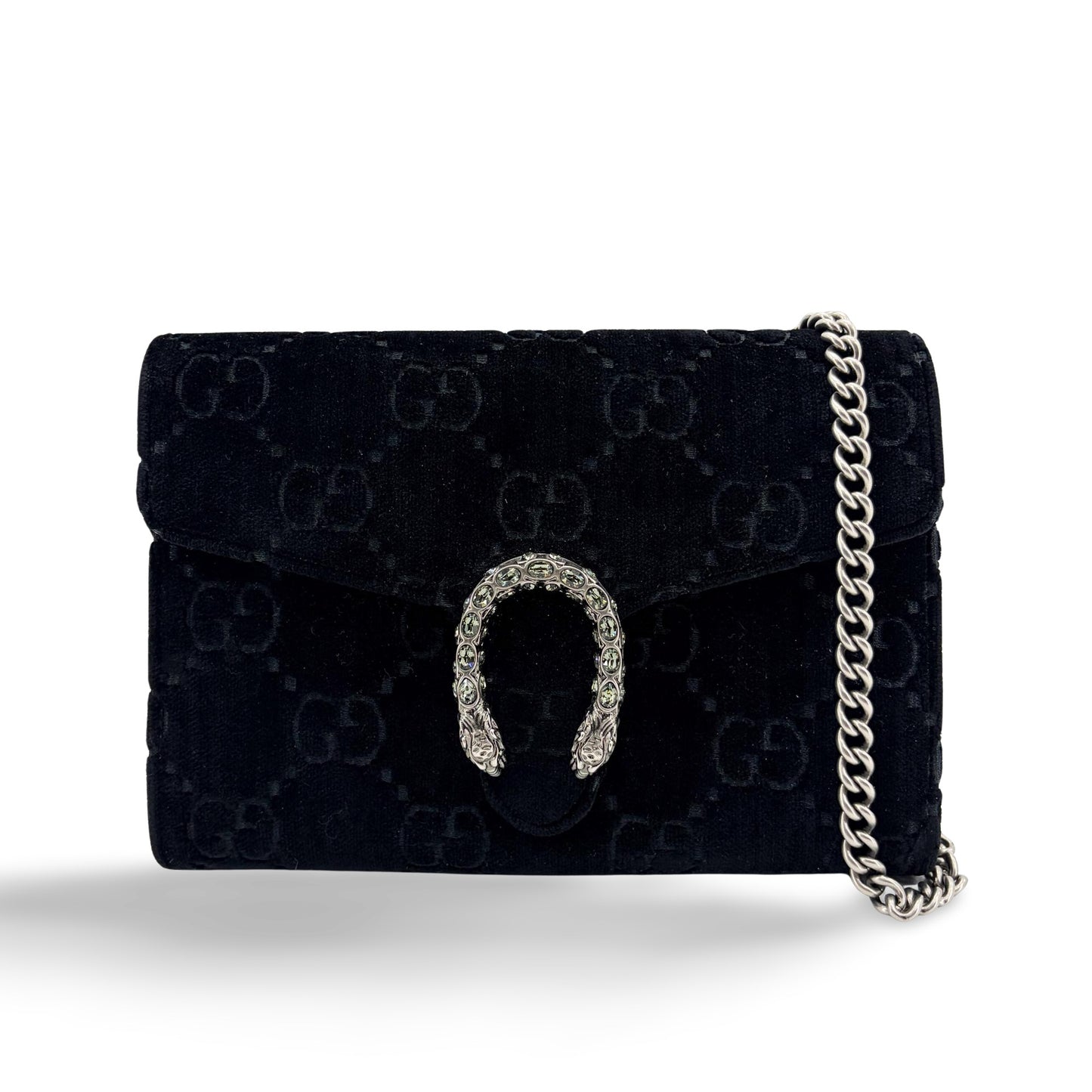 Gucci Dionysus Super Mini GG Velvet Shoulder Bag Black