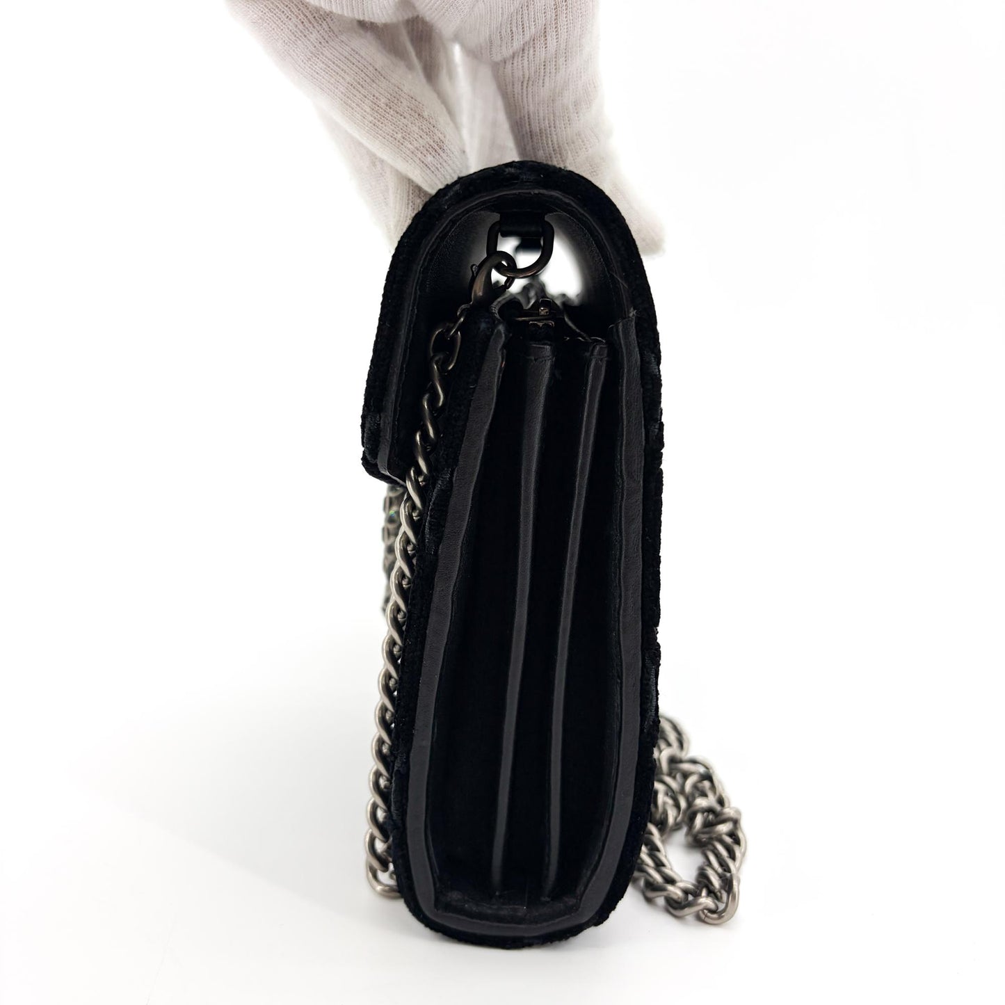 Gucci Dionysus Super Mini GG Velvet Shoulder Bag Black