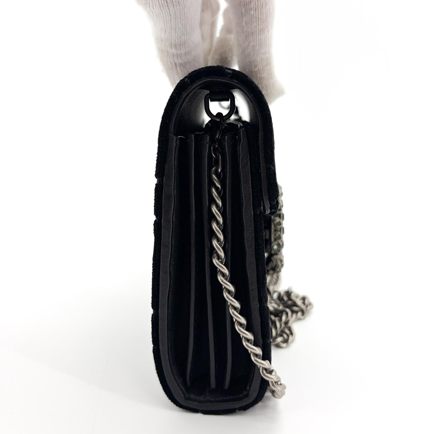 Gucci Dionysus Super Mini GG Velvet Shoulder Bag Black