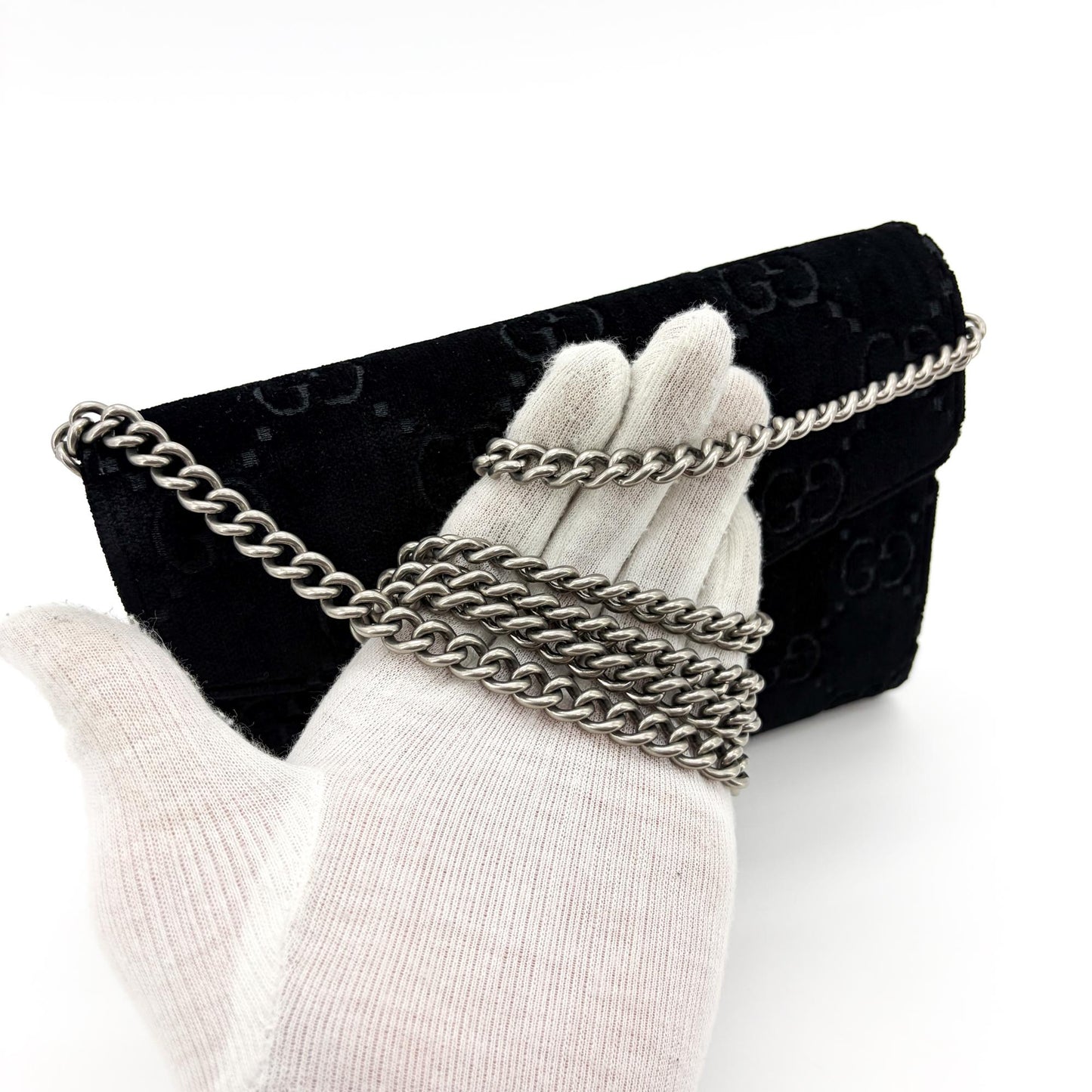 Gucci Dionysus Super Mini GG Velvet Shoulder Bag Black