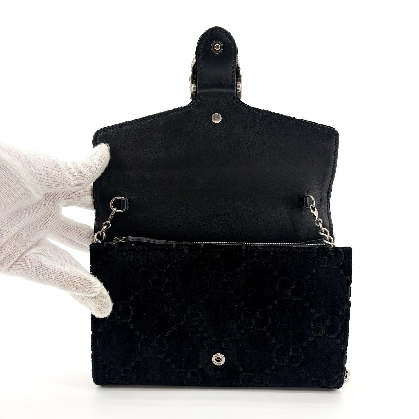 Gucci Dionysus Super Mini GG Velvet Shoulder Bag Black