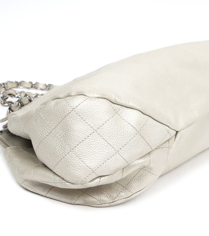Chanel White Caviar Big CC Chain Shoulder Bag