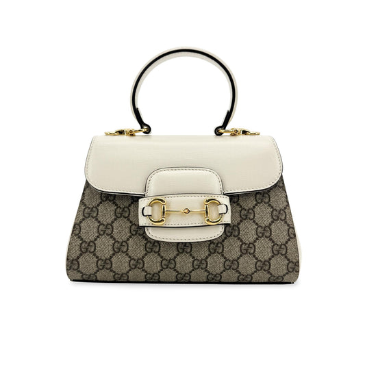 Gucci Horsebit 1955 Mini Top Handle Bag GG Supreme White
