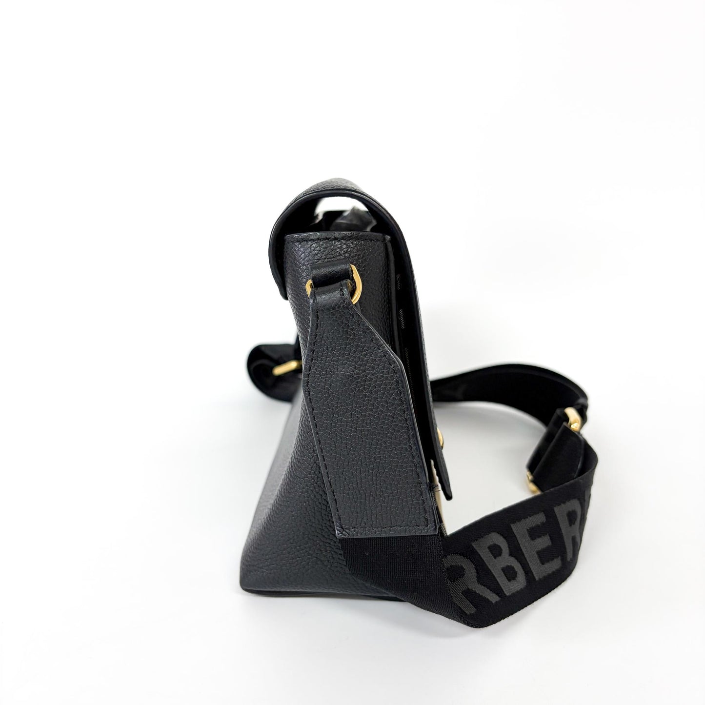 Burberry Grainy Leather and Vintage Check Note Bag Black