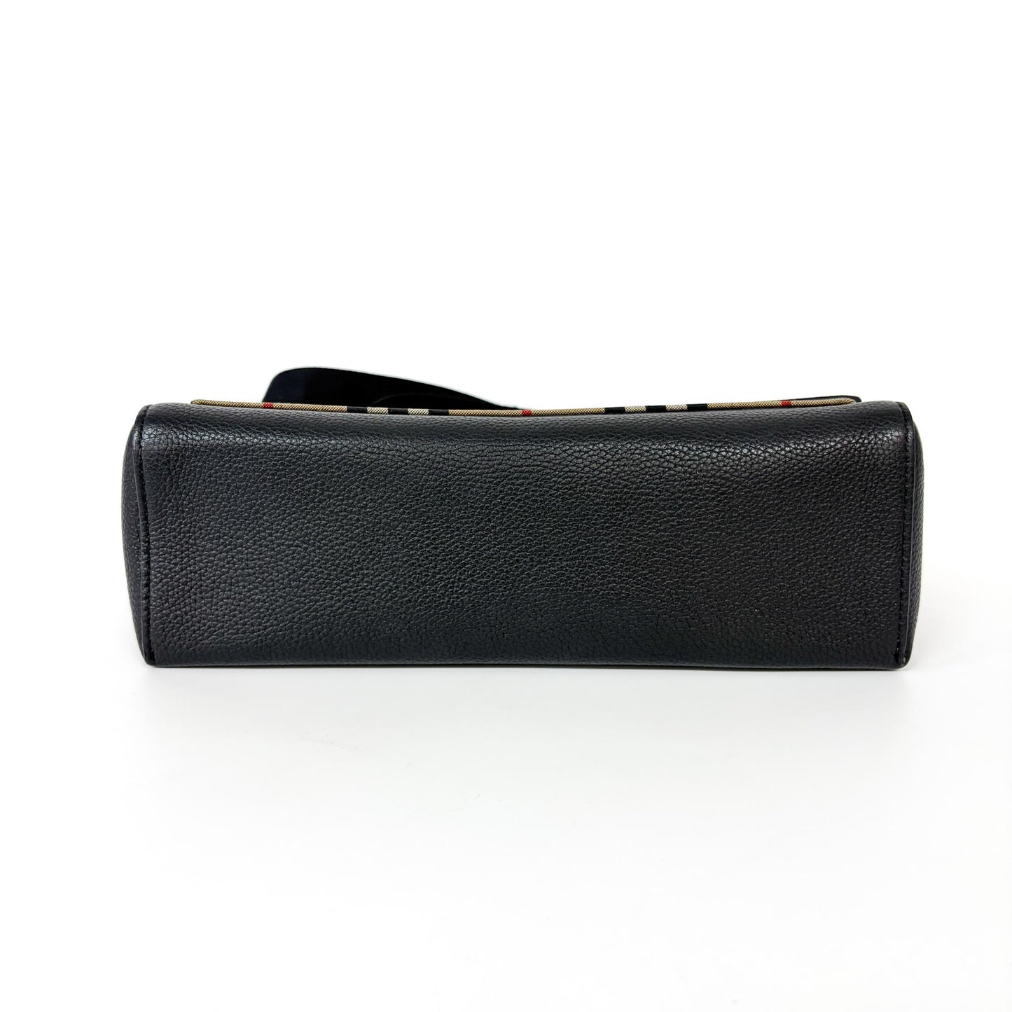 Burberry Grainy Leather and Vintage Check Note Bag Black