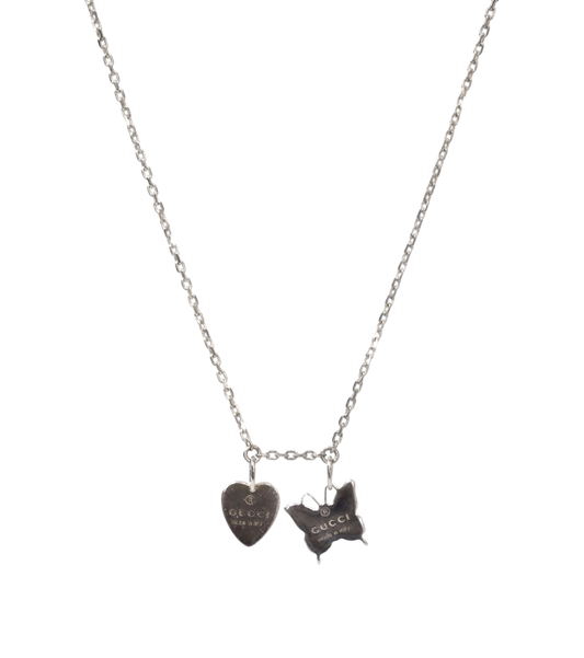 Gucci Heart Butterfly Silver Necklace