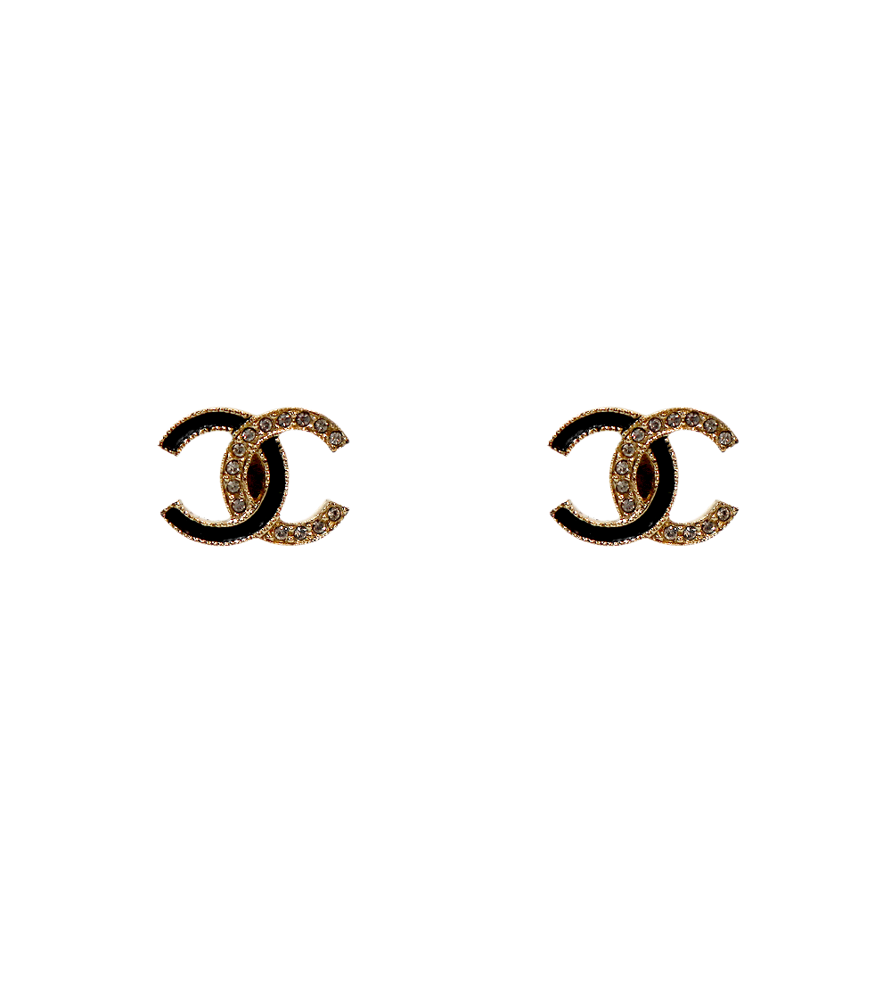 Chanel Black Cubic CC Earrings