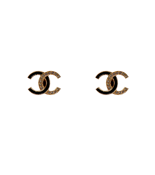 Chanel Black Cubic CC Earrings