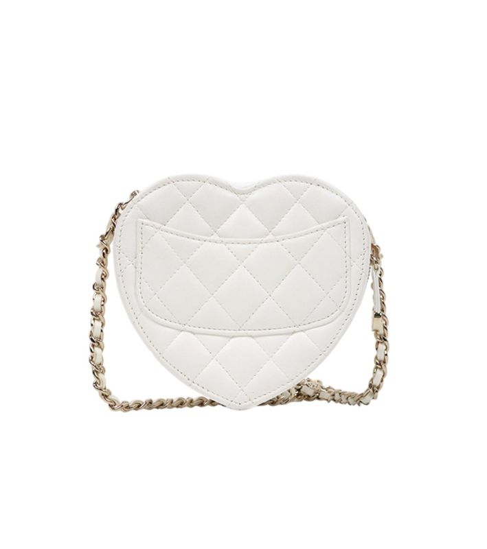 Chanel White Lambskin Heart Mini Crossbody Bag