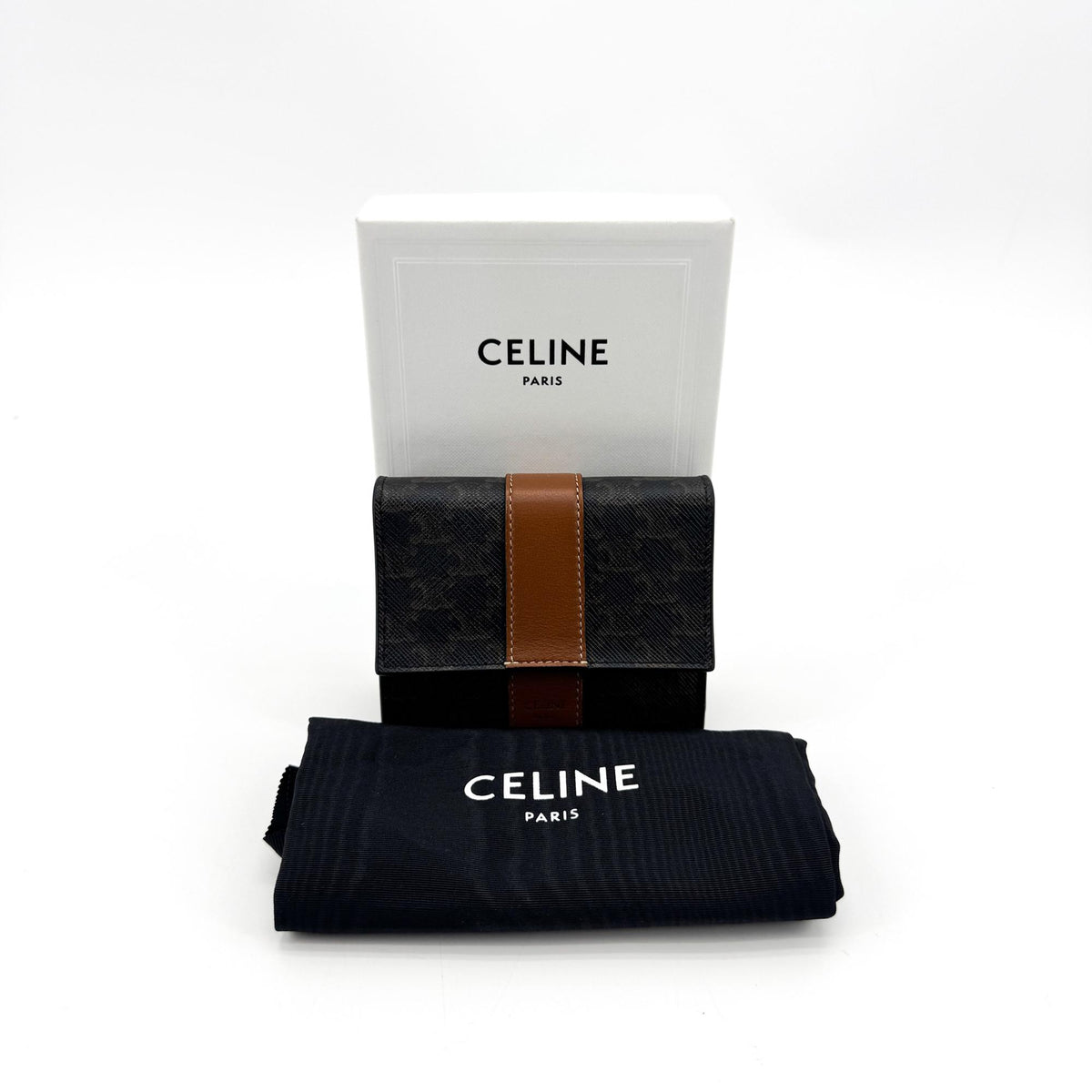 Celine Triomphe Canvas Small Flap Wallet Tan