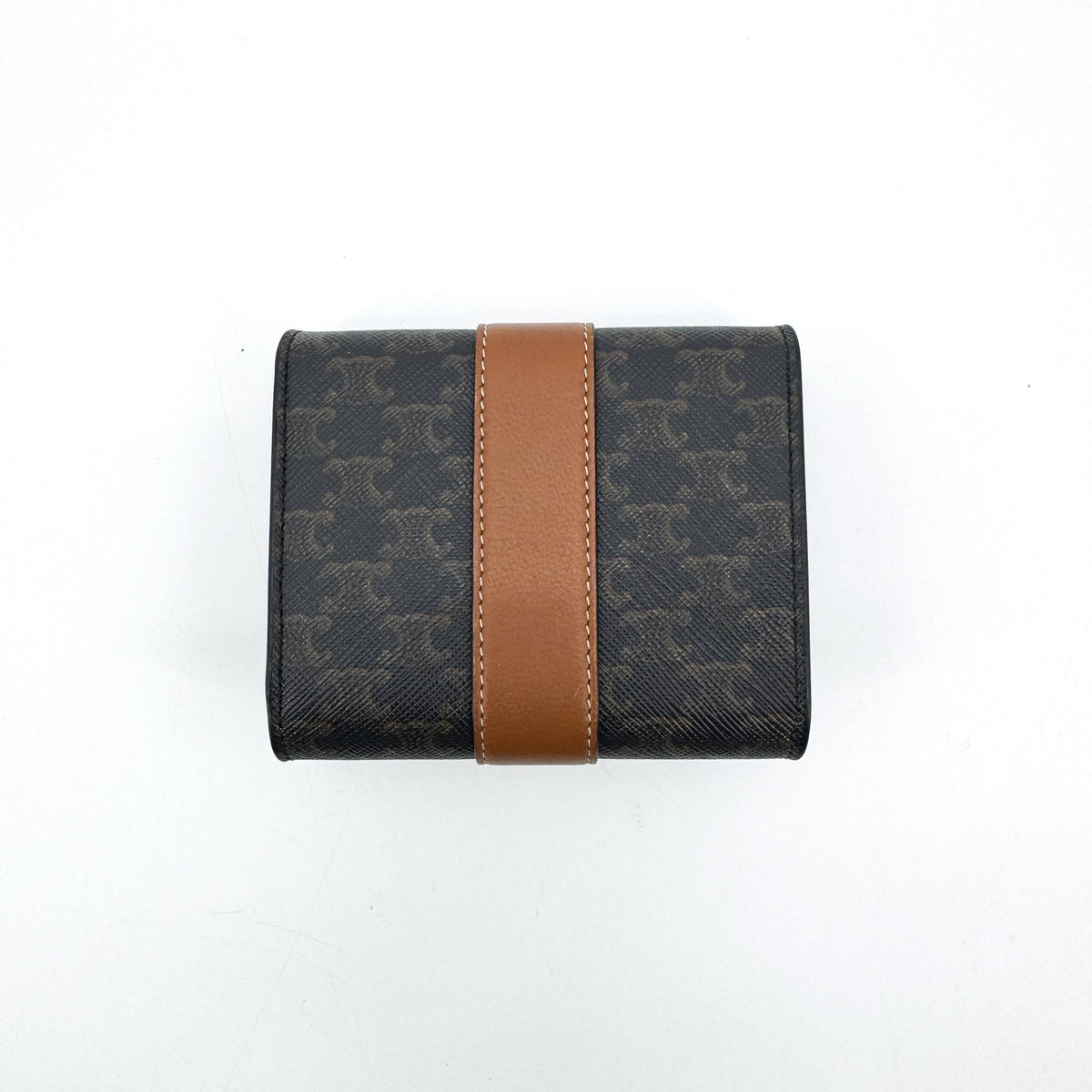 Celine Triomphe Canvas Small Flap Wallet Tan