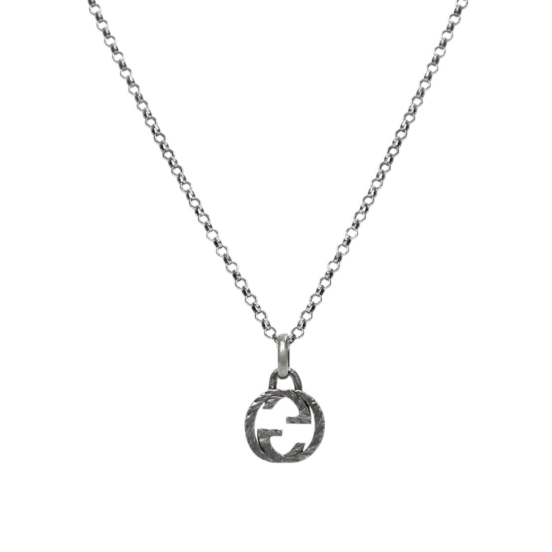 Gucci Black Interlocking G Silver Necklace