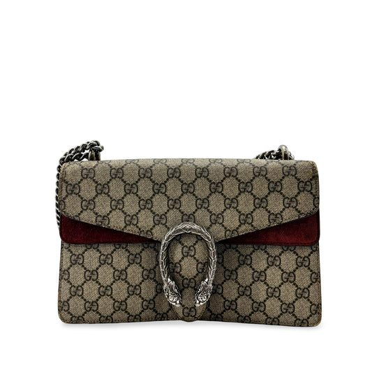 Gucci Dionysus Small GG Shoulder Bag Beige Burgundy