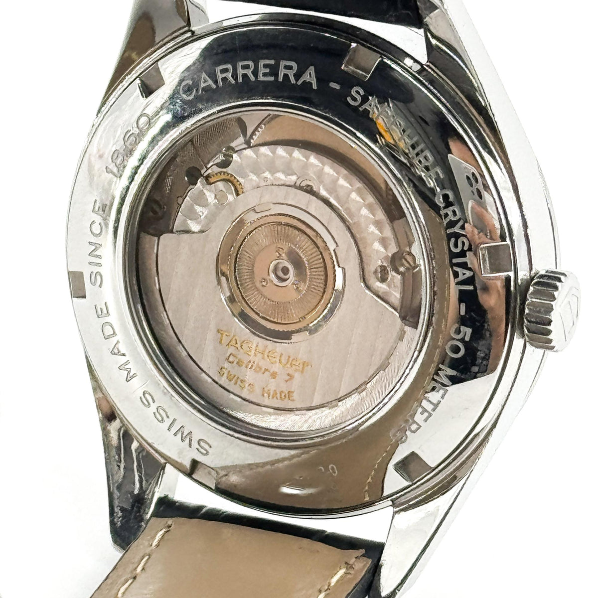 TAG Heuer Carrera Twin Time Automatic White Dial Leather