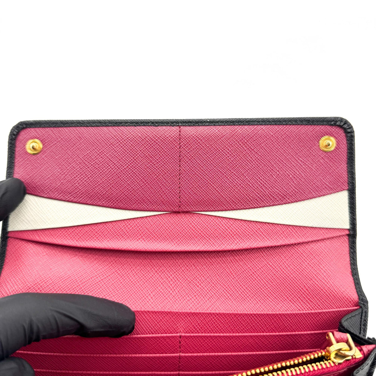 Prada Saffiano Metal Logo Long Wallet Black
