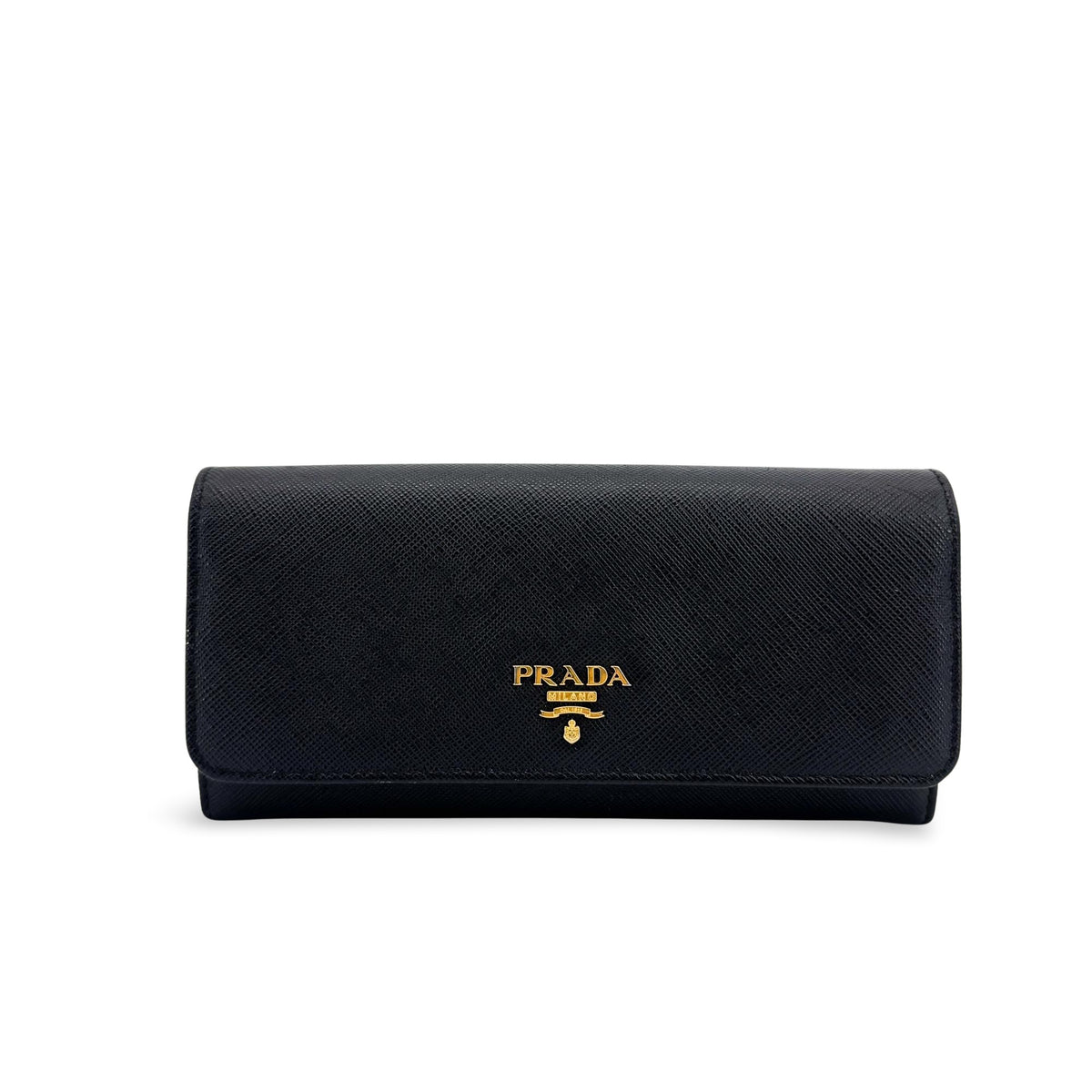 Prada Saffiano Metal Logo Long Wallet Black