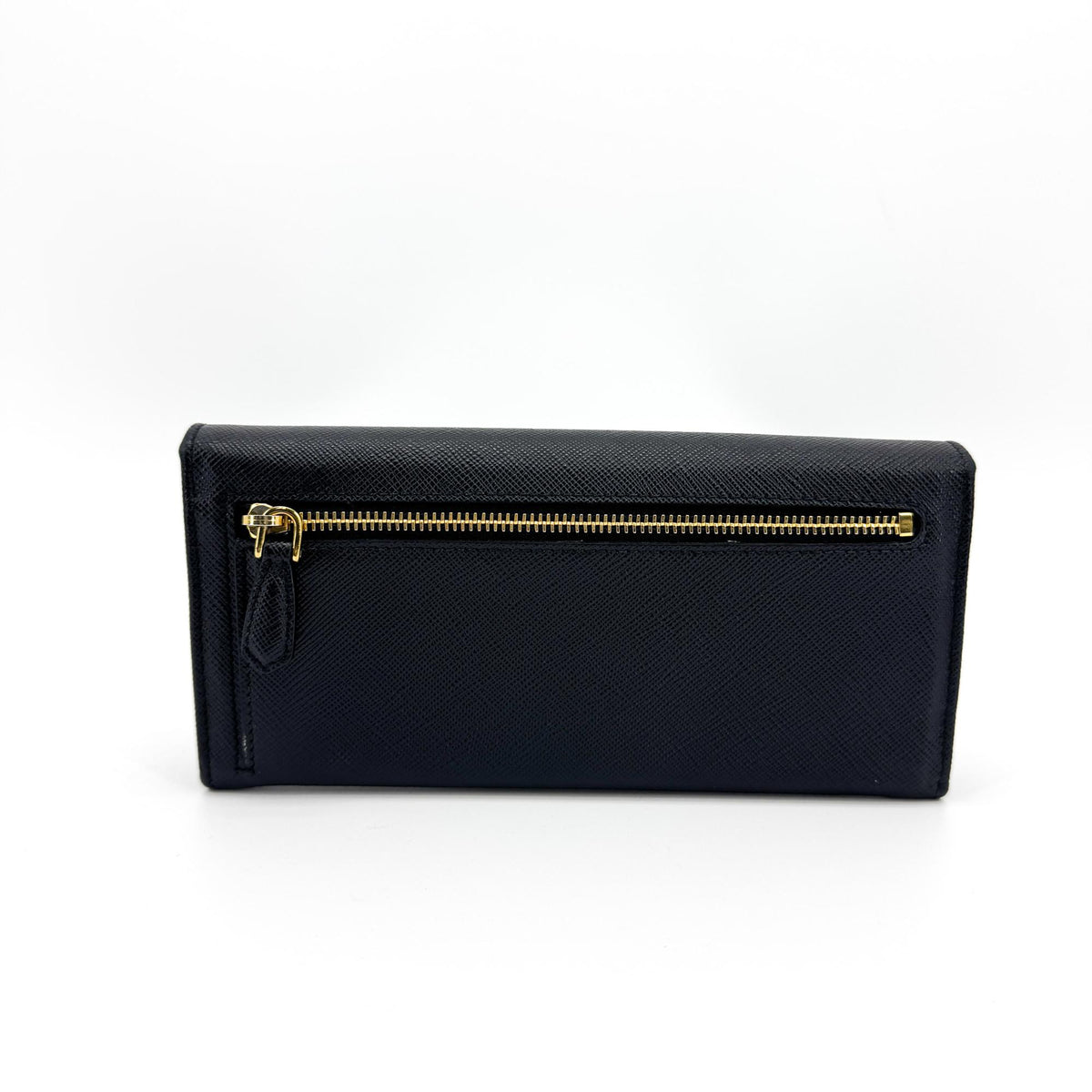 Prada Saffiano Metal Logo Long Wallet Black