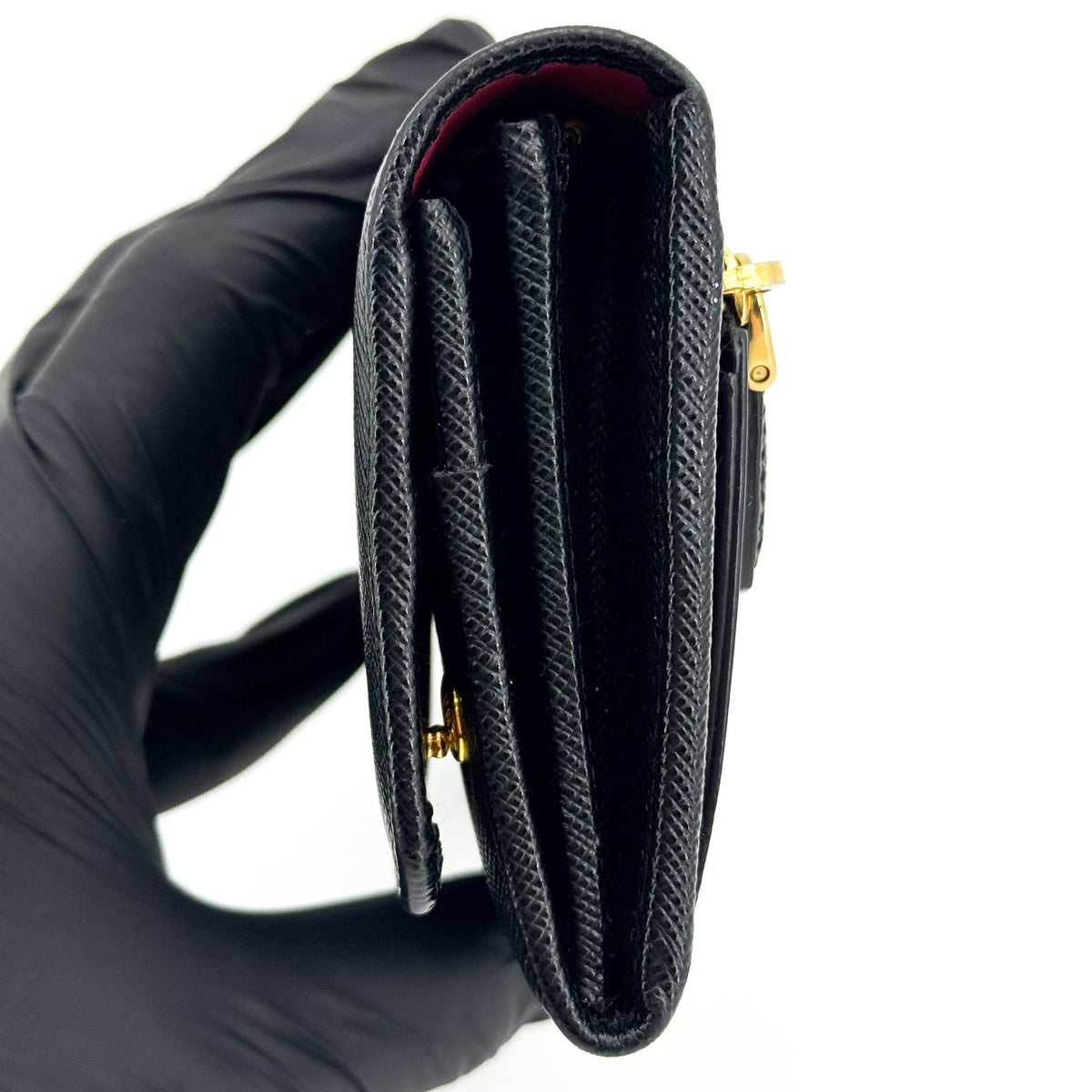 Prada Saffiano Metal Logo Long Wallet Black