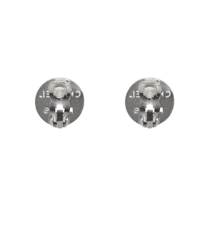 Chanel Round Plate Silver Earrings
