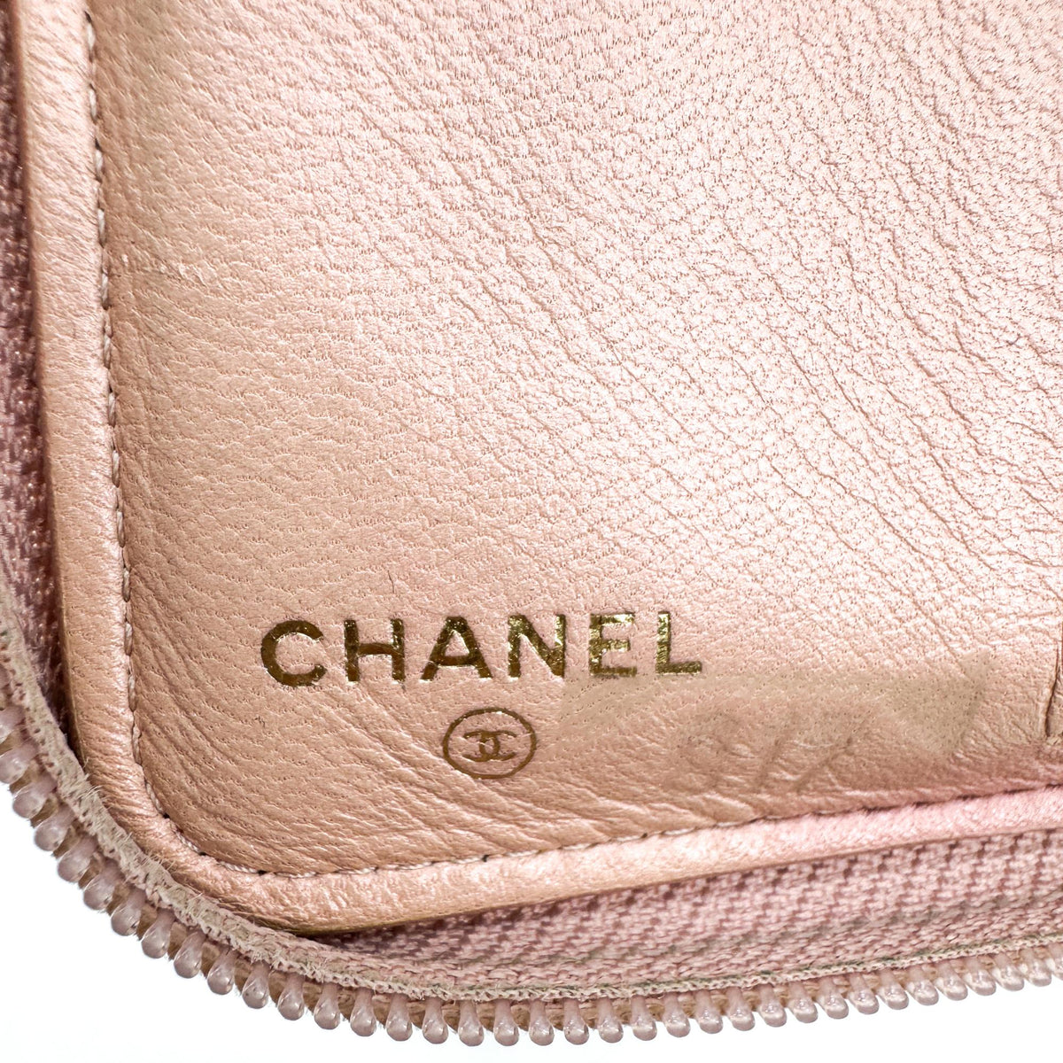 Chanel Boy Chanel Patent Zipper Wallet Beige Gold Hardware