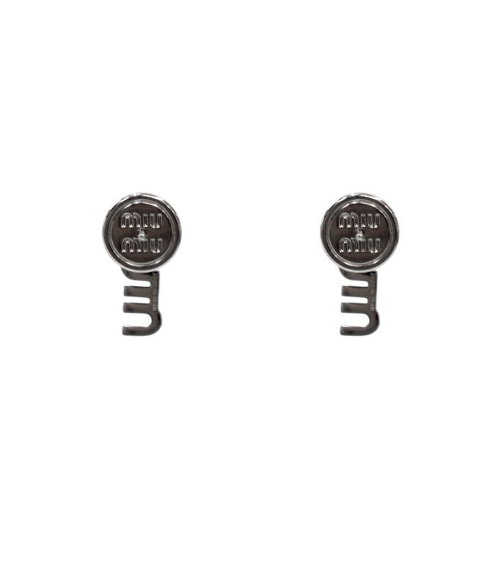 Miu Miu Crystal Logo Silver Earrings