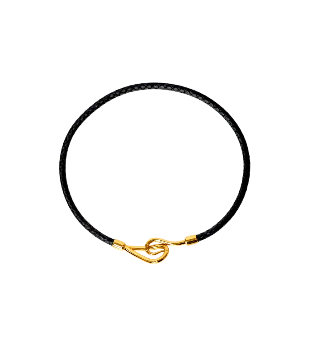 Hermès Black Jumbo Gold Choker Necklace