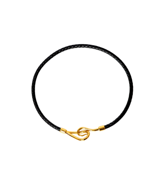 Hermès Black Jumbo Gold Choker Necklace