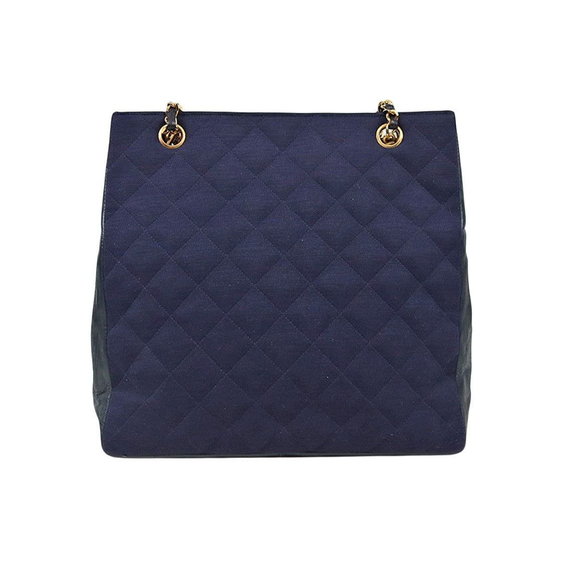 Chanel Navy Fabric Quilted CC Chain Shoulder Bag