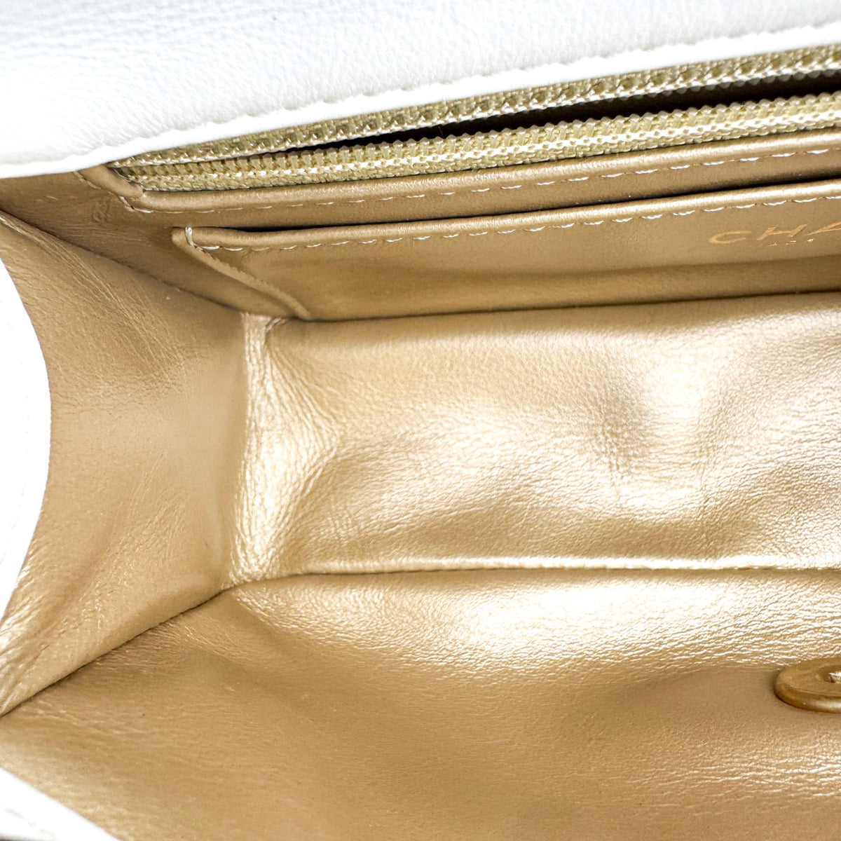 Chanel Classic Golden Ball New Mini Flap Bag White Gold Hardware