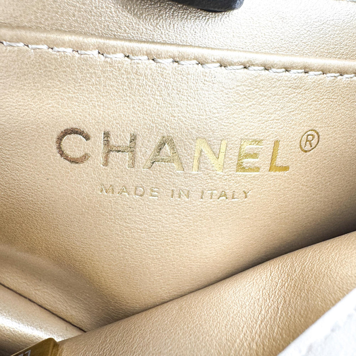 Chanel Classic Golden Ball New Mini Flap Bag White Gold Hardware
