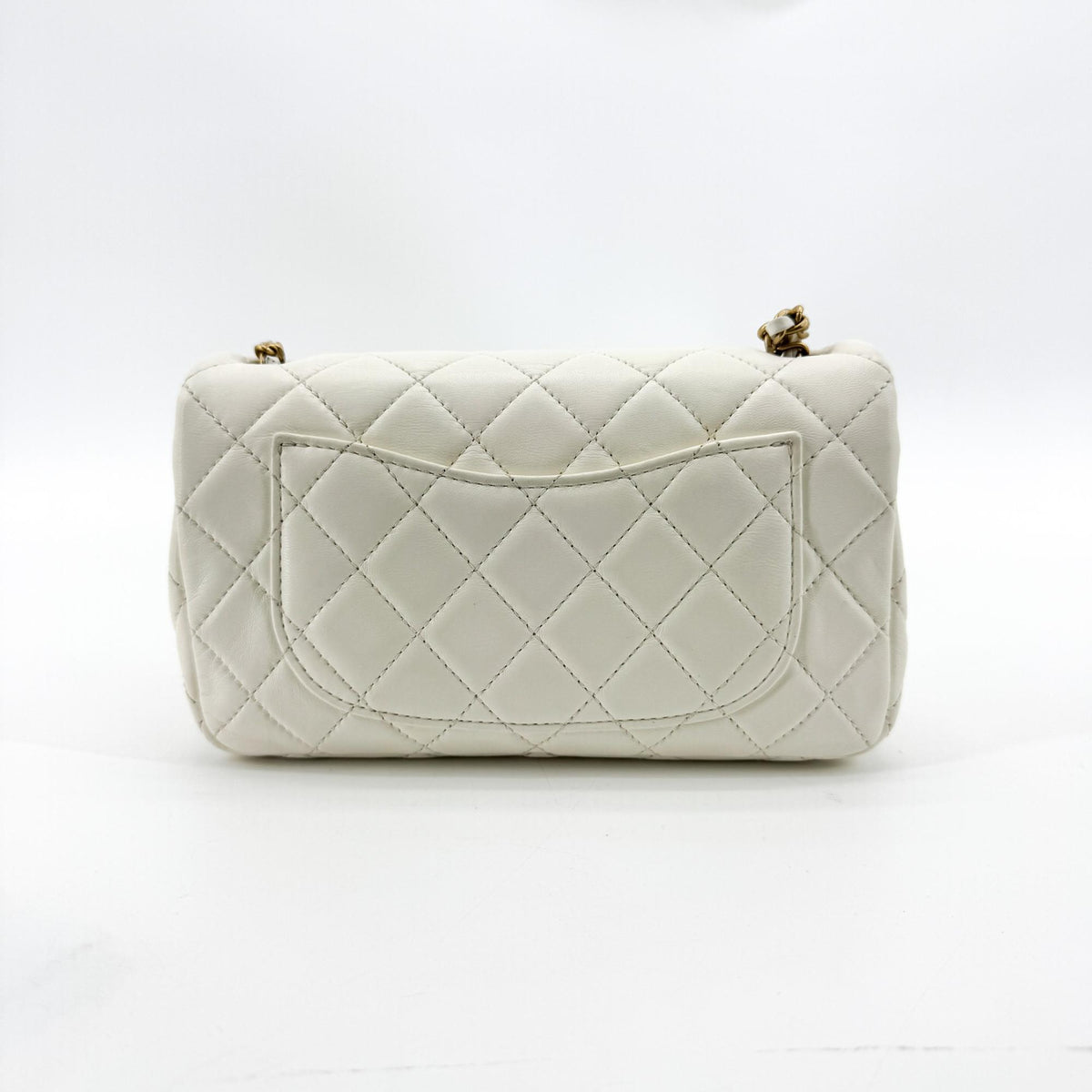 Chanel Classic Golden Ball New Mini Flap Bag White Gold Hardware