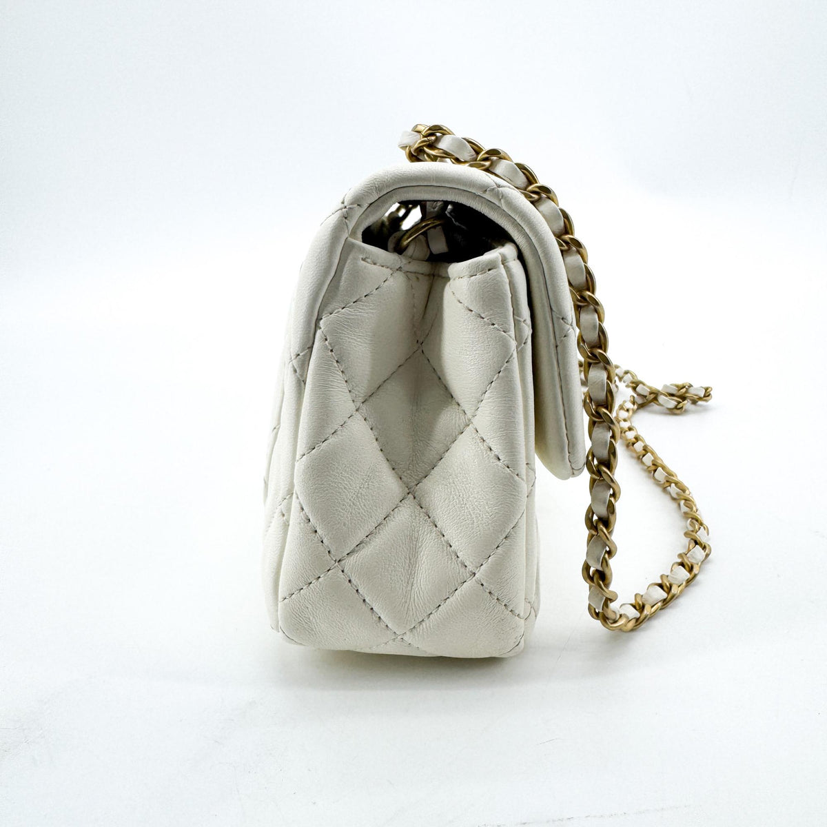 Chanel Classic Golden Ball New Mini Flap Bag White Gold Hardware