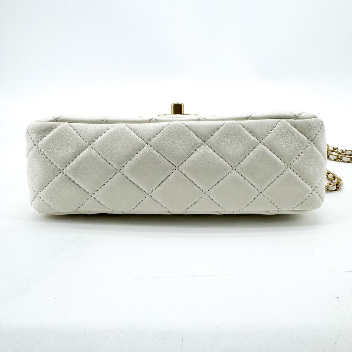 Chanel Classic Golden Ball New Mini Flap Bag White Gold Hardware