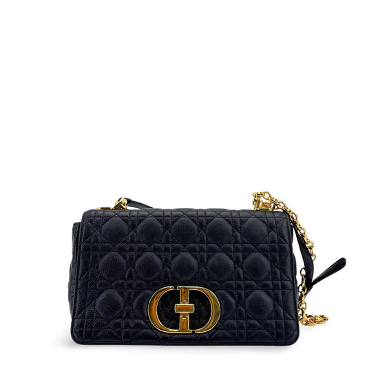 Dior Small Caro Bag Black Gold Hardware