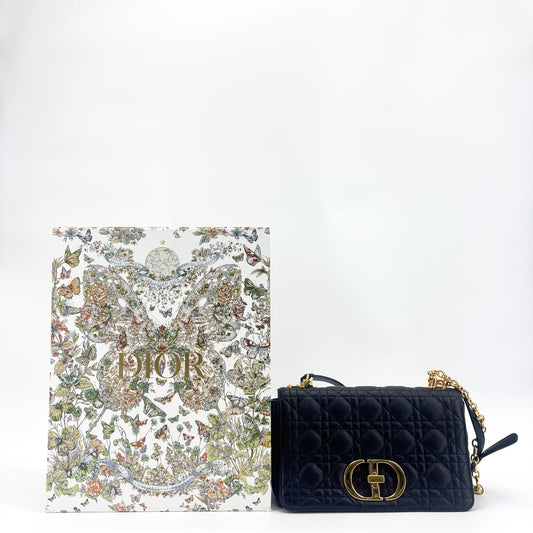 Dior Small Caro Bag Black Gold Hardware