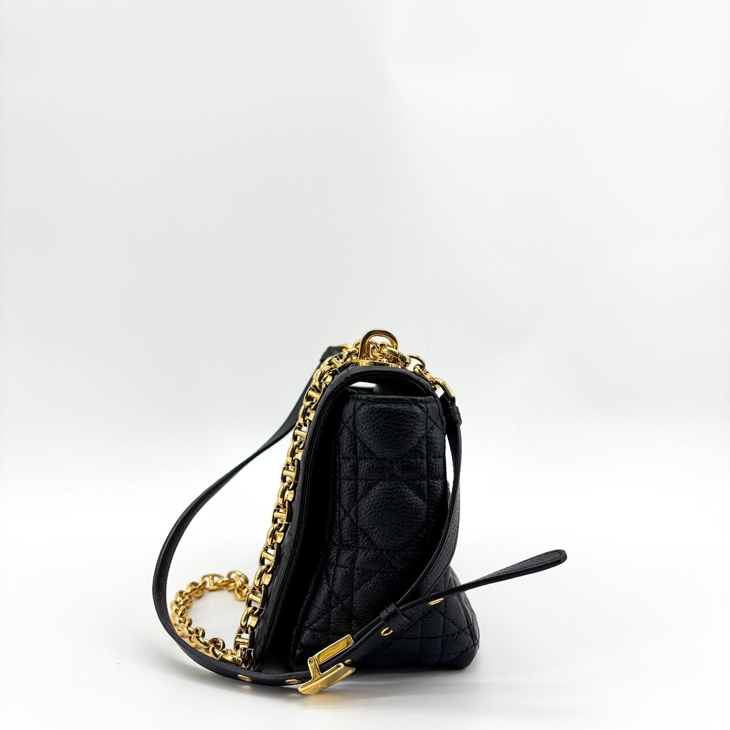 Dior Small Caro Bag Black Gold Hardware